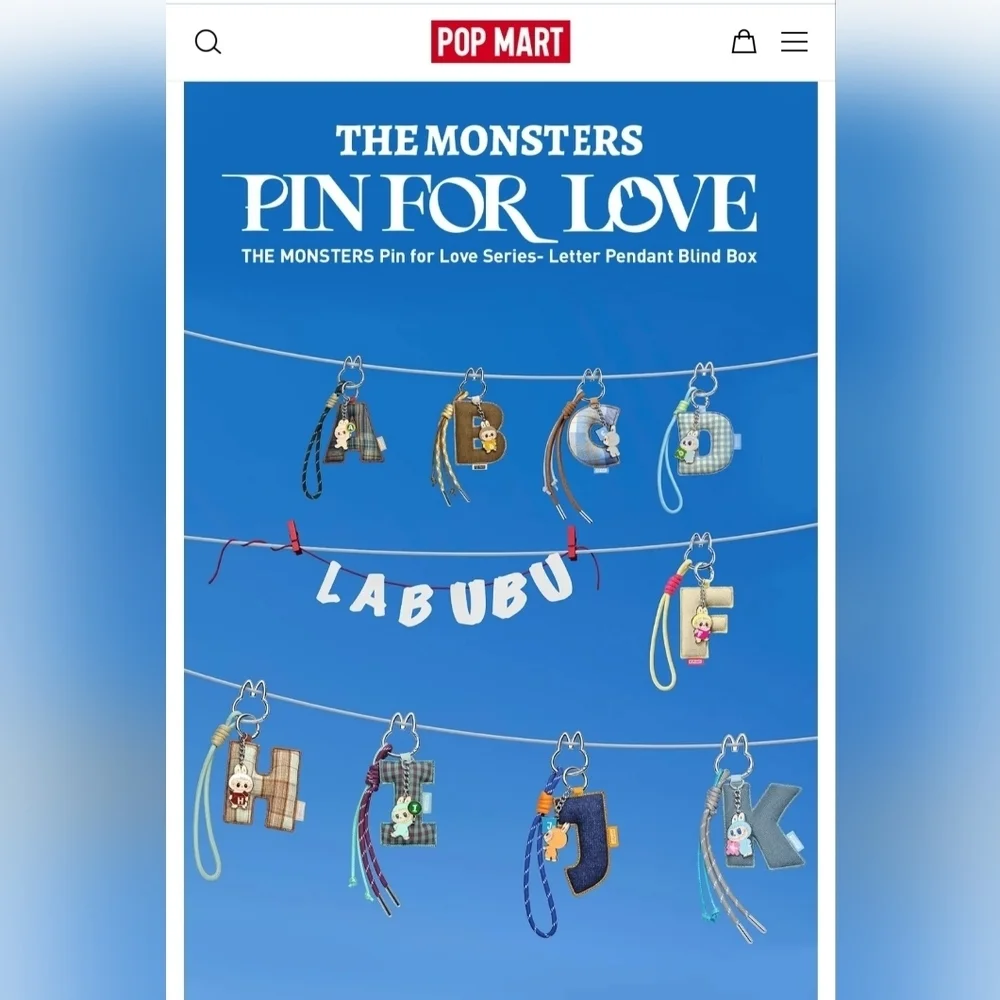 Pop Mart Labubu The Monsters Pin For Love U Letter Pendant